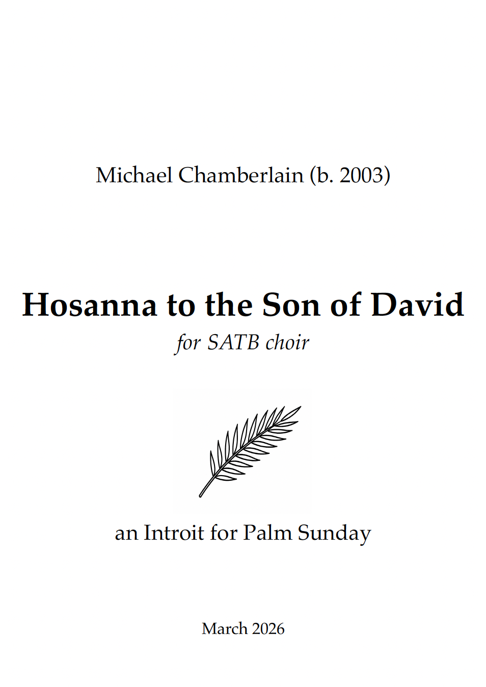 Frontispiece for Hosanna to the Son of David